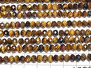 [Video] High Quality! Yellow Tiger's Eye AA++ Faceted Button Rondelle 6x6x4mm 1strand beads (approx. 15 inches/37 cm)