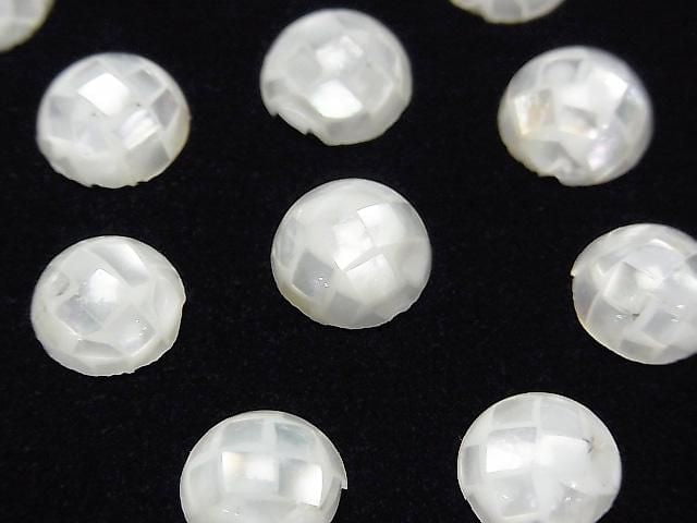 [Video] Mosaic Shell Round Cabochon 10x10mm [White] 3pcs