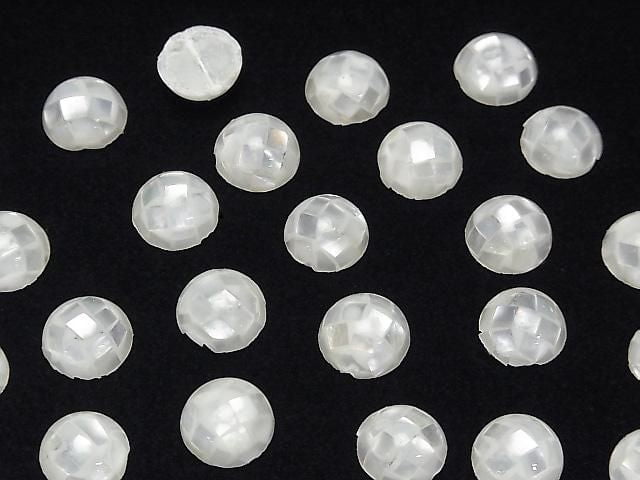 [Video] Mosaic Shell Round Cabochon 10x10mm [White] 3pcs