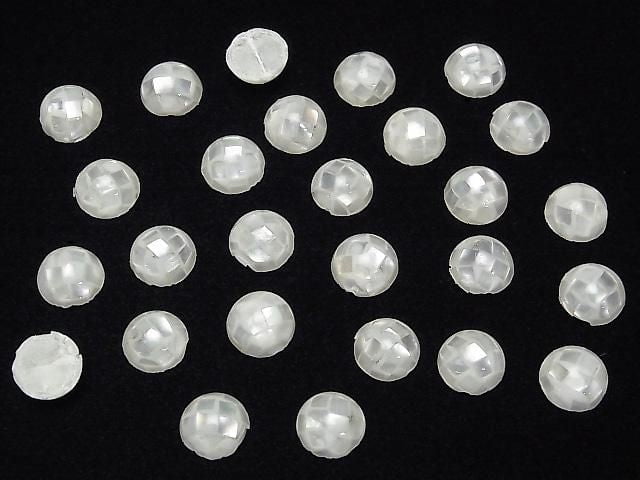 [Video] Mosaic Shell Round Cabochon 10x10mm [White] 3pcs