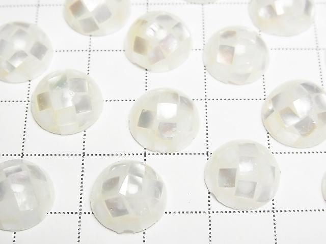 [Video] Mosaic Shell Round Cabochon 12x12mm [White] 3pcs