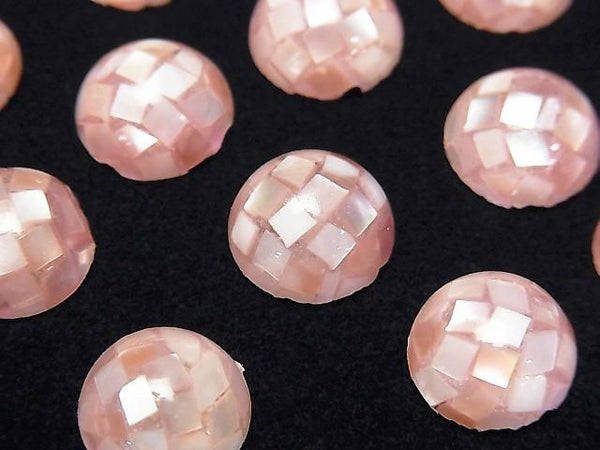 [Video] Mosaic Shell Round Cabochon 12x12mm [Pink] 3pcs