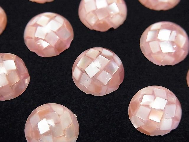 [Video] Mosaic Shell Round Cabochon 12x12mm [Pink] 3pcs