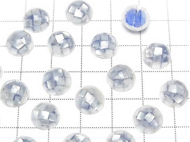 [Video] Mosaic Shell Round Cabochon 10x10mm [Blue] 3pcs