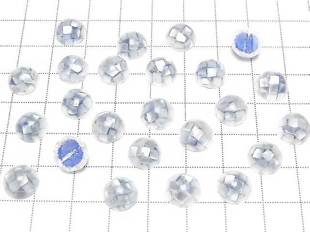 [Video] Mosaic Shell Round Cabochon 10x10mm [Blue] 3pcs