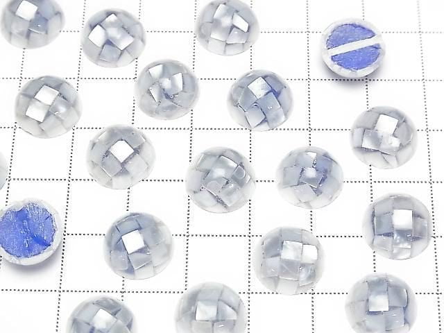 [Video] Mosaic Shell Round Cabochon 12x12mm [Blue] 3pcs