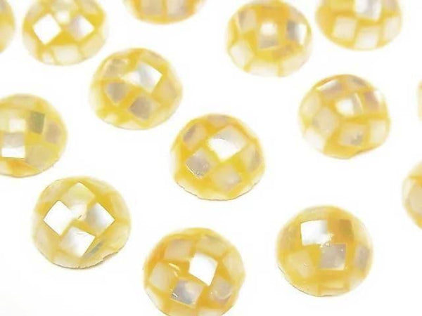 [Video] Mosaic Shell Round Cabochon 10x10mm [Yellow] 3pcs