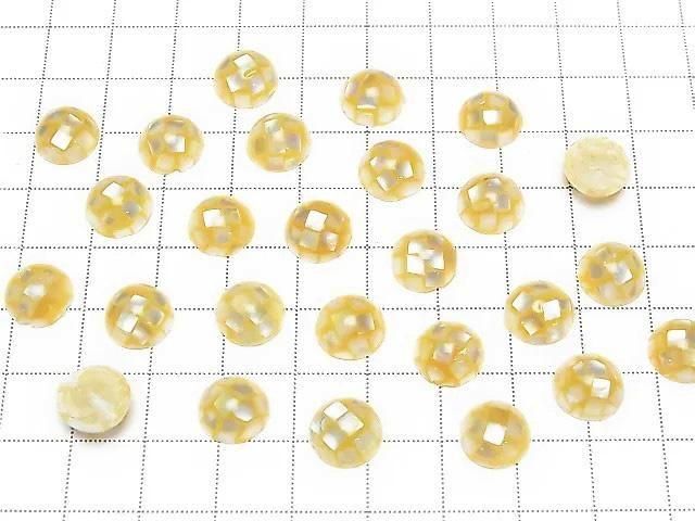 [Video] Mosaic Shell Round Cabochon 10x10mm [Yellow] 3pcs