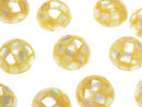 [Video] Mosaic Shell Round Cabochon 12x12mm [Yellow] 3pcs