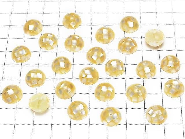 [Video] Mosaic Shell Round Cabochon 12x12mm [Yellow] 3pcs