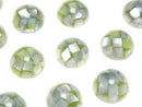 [Video] Mosaic Shell Round Cabochon 10x10mm [Green] 3pcs