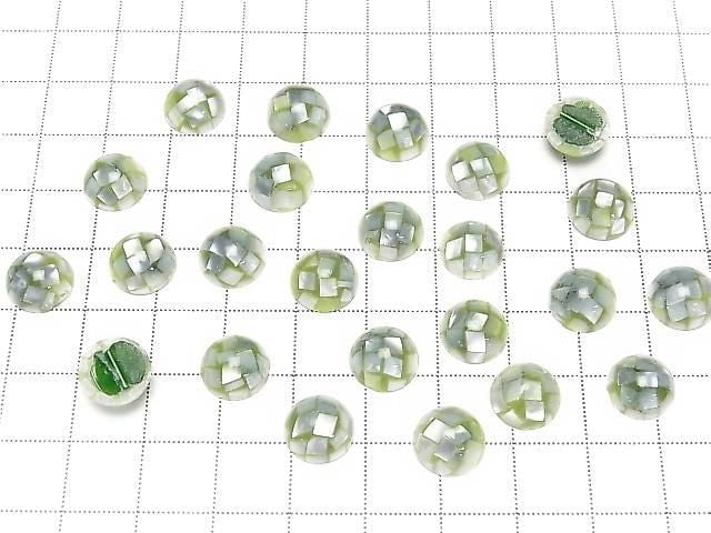 [Video] Mosaic Shell Round Cabochon 10x10mm [Green] 3pcs
