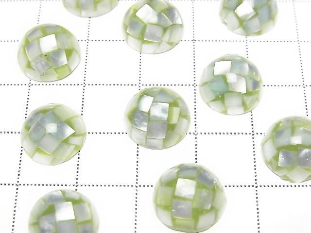 [Video] Mosaic Shell Round Cabochon 12x12mm [Green] 3pcs