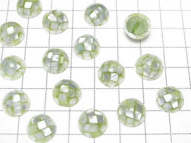 [Video] Mosaic Shell Round Cabochon 12x12mm [Green] 3pcs