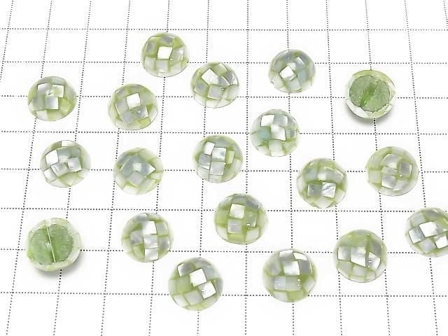 [Video] Mosaic Shell Round Cabochon 12x12mm [Green] 3pcs