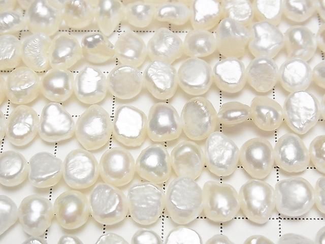 [Video] Fresh Water Pearl AA Potato - Baroque 8mm White 1strand beads (approx. 14 inches/34 cm)