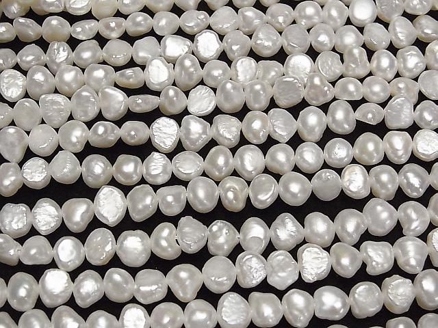 [Video] Fresh Water Pearl AA Potato - Baroque 8mm White 1strand beads (approx. 14 inches/34 cm)