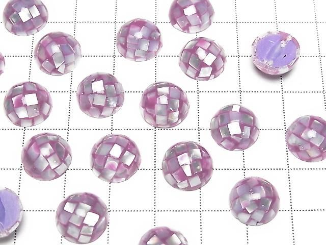 [Video] Mosaic Shell Round Cabochon 12x12mm [Purple] 3pcs