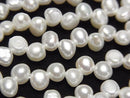 [Video] Fresh Water Pearl AA++ Baroque 4-5mm White Top Side Drilled Hole 1strand Beads (approx. 15 inches/36 cm)