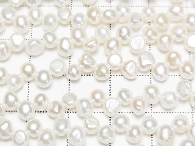[Video] Fresh Water Pearl AA++ Baroque 4-5mm White Top Side Drilled Hole 1strand Beads (approx. 15 inches/36 cm)