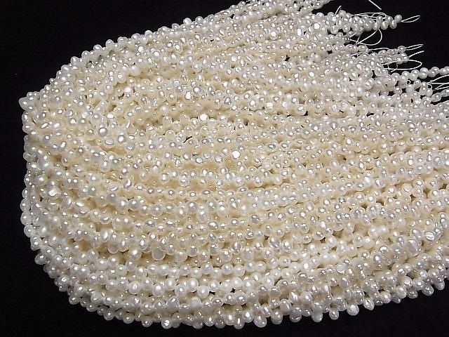 [Video] Fresh Water Pearl AA++ Baroque 4-5mm White Top Side Drilled Hole 1strand Beads (approx. 15 inches/36 cm)