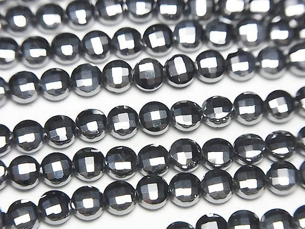 [Video]High Quality! Terahertz Faceted Coin 4x4x2mm 1strand beads (aprx.15inch/37cm)