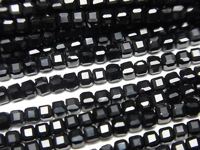 [Video] High Quality! Onyx Cube Shape 2x2x2mm 1strand beads (aprx.15inch/36cm)