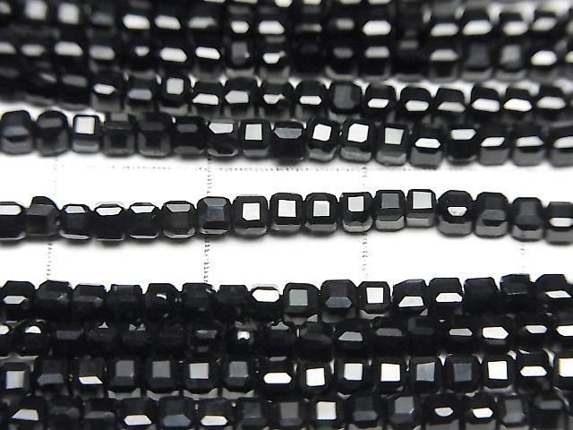 [Video] High Quality! Onyx Cube Shape 2x2x2mm 1strand beads (aprx.15inch/36cm)