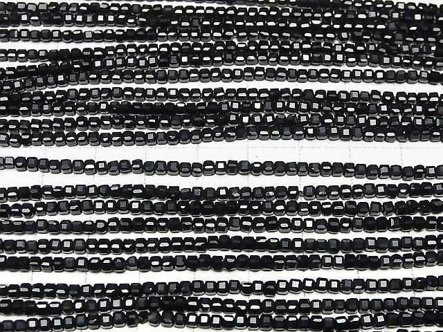 [Video] High Quality! Onyx Cube Shape 2.5x2.5x2.5mm 1strand beads (aprx.15inch/37cm)