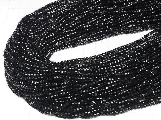[Video] High Quality! Onyx Cube Shape 2x2x2mm 1strand beads (aprx.15inch/36cm)