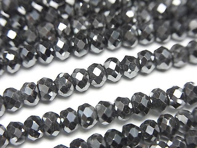 [Video]High Quality! Hematite Faceted Button Rondelle 4x4x3mm 1strand beads (aprx.15inch/37cm)