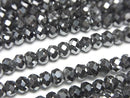 [Video]High Quality! Hematite Faceted Button Rondelle 4x4x3mm 1strand beads (aprx.15inch/37cm)