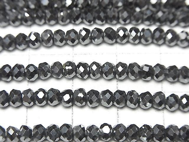 [Video]High Quality! Hematite Faceted Button Rondelle 4x4x3mm 1strand beads (aprx.15inch/37cm)