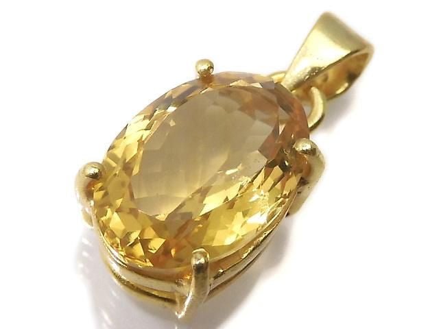 [Video][One of a kind] High Quality Brandy Citrine AAA Faceted Pendant 18KGP NO.67