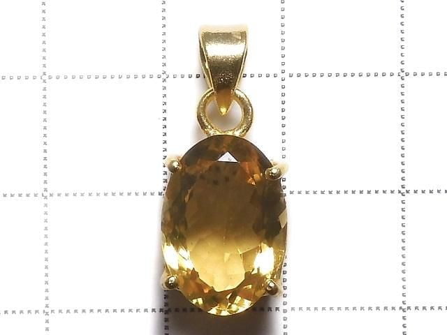 [Video][One of a kind] High Quality Brandy Citrine AAA Faceted Pendant 18KGP NO.67