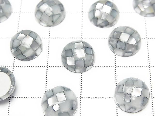 [Video] Mosaic Shell Round Cabochon 10x10mm [Gray] 3pcs