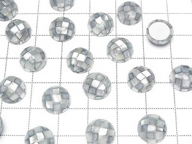 [Video] Mosaic Shell Round Cabochon 10x10mm [Gray] 3pcs