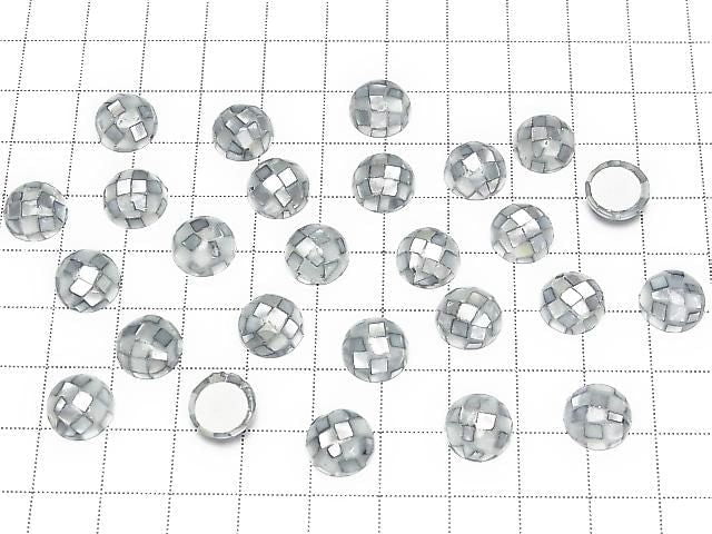 [Video] Mosaic Shell Round Cabochon 10x10mm [Gray] 3pcs