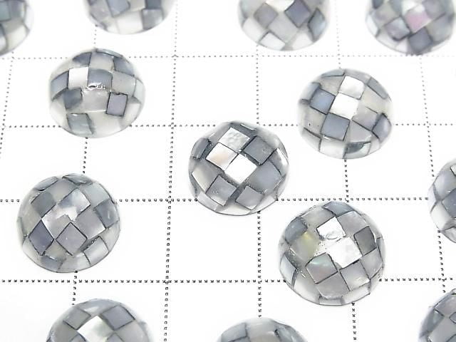 [Video] Mosaic Shell Round Cabochon 12x12mm [Gray] 3pcs
