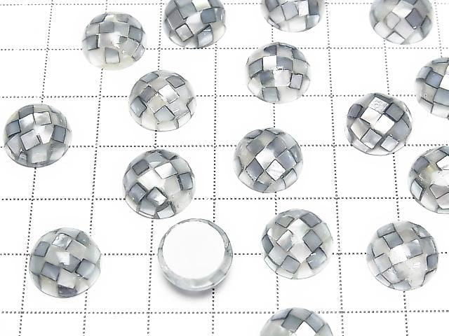 [Video] Mosaic Shell Round Cabochon 12x12mm [Gray] 3pcs