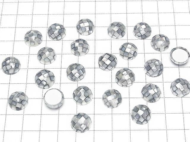 [Video] Mosaic Shell Round Cabochon 12x12mm [Gray] 3pcs