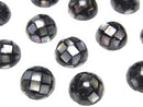[Video] Mosaic Shell Round Cabochon 10x10mm [Black] 3pcs