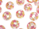 [Video] Mosaic Shell Round Cabochon 10x10mm [Pink x Yellow] 3pcs