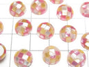 [Video] Mosaic Shell Round Cabochon 10x10mm [Pink x Yellow] 3pcs