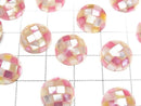 [Video] Mosaic Shell Round Cabochon 12x12mm [Pink x Yellow] 3pcs