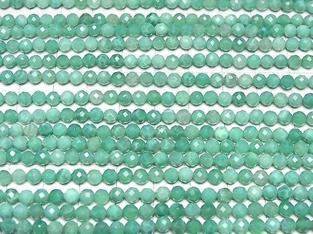[Video] High Quality! Green Fire Agate 32 Faceted Round 4mm 1strand Beads (approx. 15 inches/37 cm)