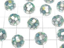 [Video] Mosaic Shell Round Cabochon 10x10mm [Green x Yellow] 3pcs