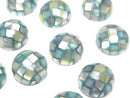 [Video] Mosaic Shell Round Cabochon 12x12mm [Green x Yellow] 3pcs