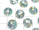 [Video] Mosaic Shell Round Cabochon 12x12mm [Green x Yellow] 3pcs