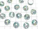 [Video] Mosaic Shell Round Cabochon 12x12mm [Green x Yellow] 3pcs